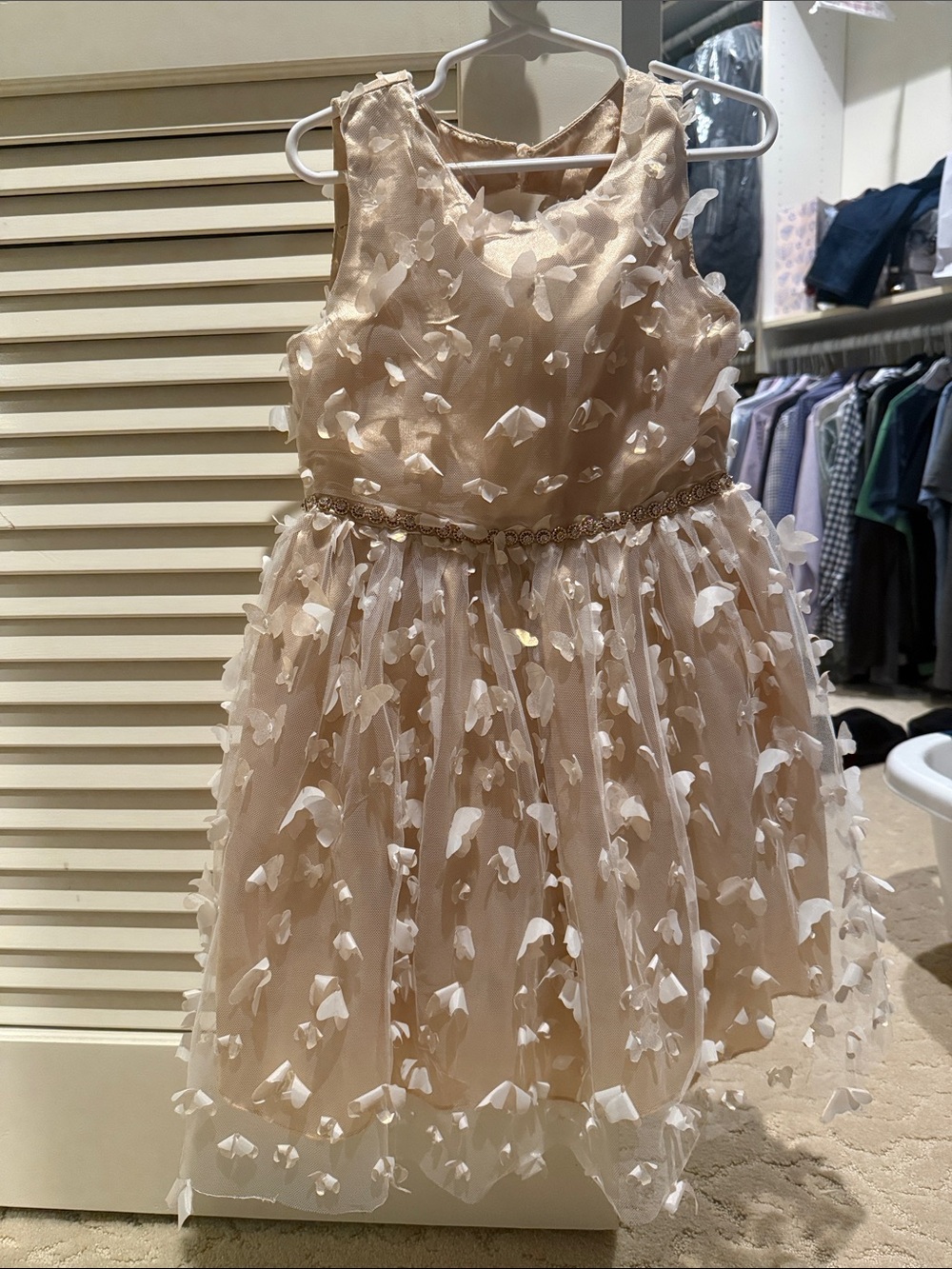 Speechless Cream Floral Appliqué Tulle Party Dress